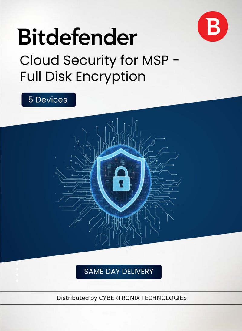Bitdefender Cloud Security for MSP - Full Disk Encryption 5 Devices for 1 Year | Digital License |